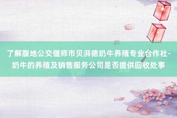 了解腹地公交偃师市贝湃德奶牛养殖专业合作社-奶牛的养殖及销售服务公司是否提供回收处事